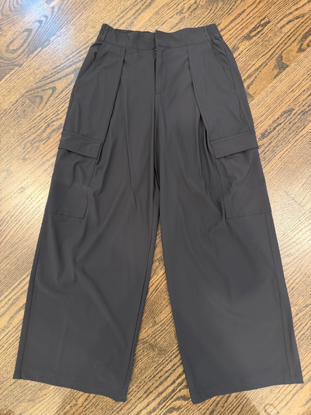 Athleta Black Wide-Leg Track Cargo Joggers